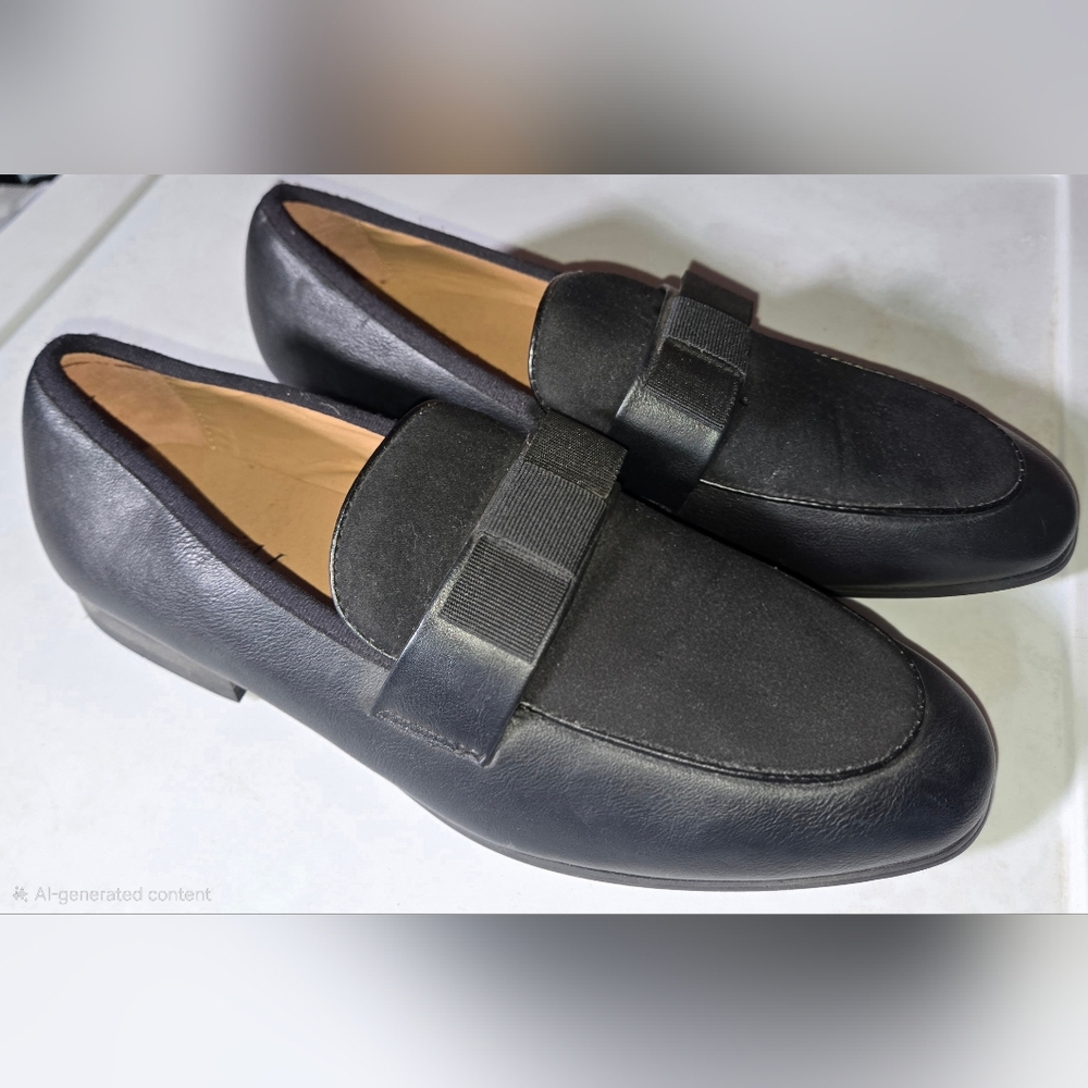 Men's Loafers Jitai Black Faux Leather & Suede Dress Shoes Black Size 9 NEW